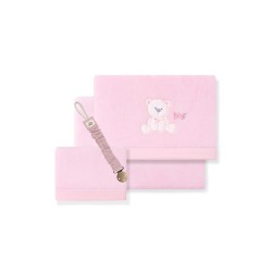 Triptico Cuna+Broche Oso Lazo Rosa