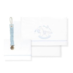 TRIPTICO CUNA CABALLITO+BROCHE BCO/AZUL