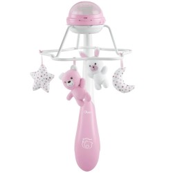 MOVIL CUNA ARCOIRIS PROYECTOR ROSA