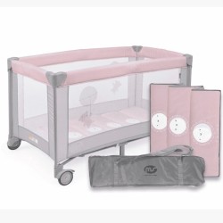 Cuna Viaje Ms Basic Rosa/Gris
